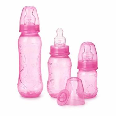 Imagem de Kit com 3 Mamadeira Kuka Bico Ortodôntico Rosa Lisa - 3147