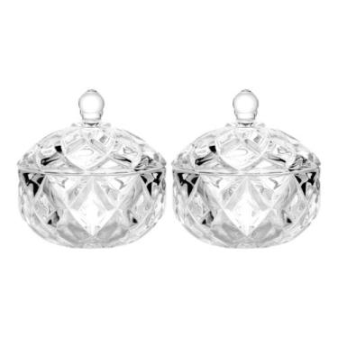 Imagem de Kit 2 Potiches Cristal Com Tampa 10,5x11,5cm Bomboniere Luxo - Wolff