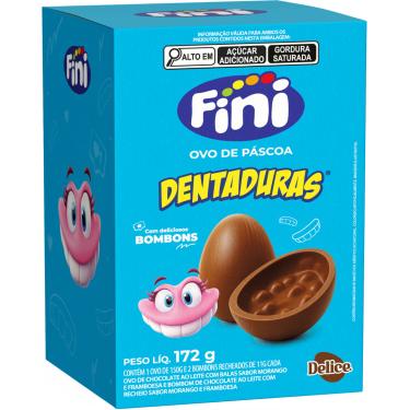 Imagem de Ovo de Páscoa Delice Chocolate ao Leite Recheado 172g com Brinde Dentadura Fini