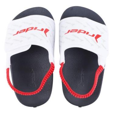 Imagem de Chinelo Infantil Rider Slide Full 86 Unissex, Branco, Vermelho, 22