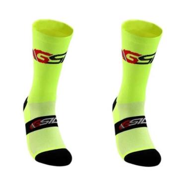 Imagem de Meias De Ciclismo Brancas E Pretas Até O Joelho, Compressão Para Bicic