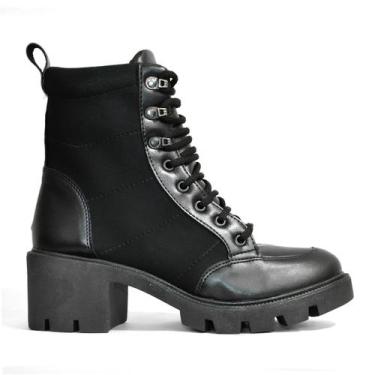 Imagem de Coturno Godiva Tratorado Multimaterial Feminino Preto - 006500, Preto,