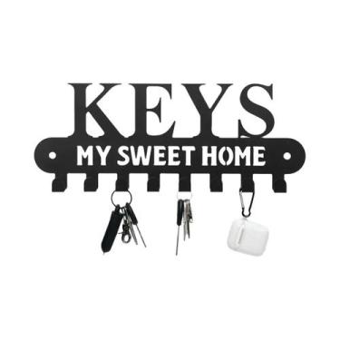 Imagem de Suporte De Chaves Decorativo De Metal Com 6 Ganchos, Design De Casa Do