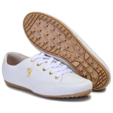 Imagem de Tênis feminino Sapatênis Bella Dama em Couro Eco Ajuste Cadarço Calce Fácil-Feminino