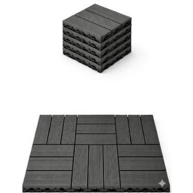 Imagem de KIT 12 Peças Deck Modular Plástico Cinza 30x30 - Fino Inox, Cinza Fris