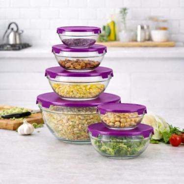 Imagem de Conjunto de Potes de Vidro com Tampa Hermética  Kit 5 Peças para Organ