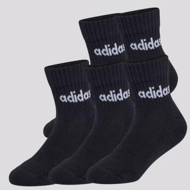Imagem de Kit Meia Adidas Linear ANK 5 Pares Juvenil Preta, PP