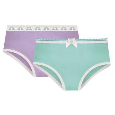 Imagem de Kit Com 2 Calcinhas Infantil Lisa Básica Selene Infanto Juvenil Para M