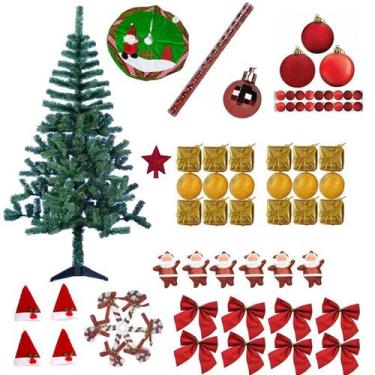 Imagem de Árvore De Natal Verde Pinheiro 1,80m 320 Galhos Decorada 78 Itens - Ri