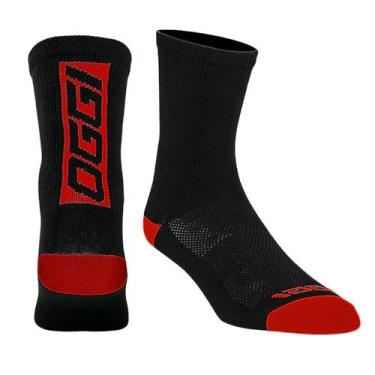 Imagem de Meia Ciclismo Corrida Esportiva MTB Speed Cano Médio Oggi, Preto, Verm