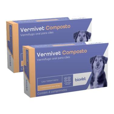 Imagem de COMBO 2 UNIDADES Vermivet Composto Cães 10 Kg 4 Comprimidos - Biovet