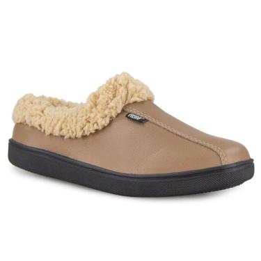Imagem de Pantufa de couro forrada em lã sintética Rest Good Ref.:23200, Natural