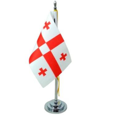 Imagem de Mini Bandeira Mesa Geórgia Com 8cm X 5,5cm E 15cm Mastro - SP Bandeira