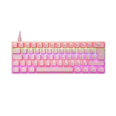 Imagem de Teclado mecanico gamer ziggy rainbow switch outemu red oex tc607 rosa