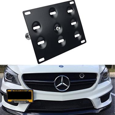 Imagem de Dewhel Suporte de suporte para placa de carro com gancho de reboque para para-choque dianteiro, sem furadeira, adaptador de furo de recolocação para Mercedes W204 C-Class W212 E-Class C117 CLA-Class W221 S-Class W166 ML X204 GLK
