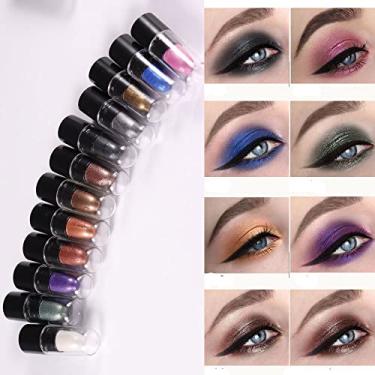 Imagem de Conjunto de 12 cores de sombra, gradiente com glitter, bastões de sombra para os olhos esfumaçados DNM à prova d'água, cinza, prata, branco, azul, rosa, conjunto de sombras