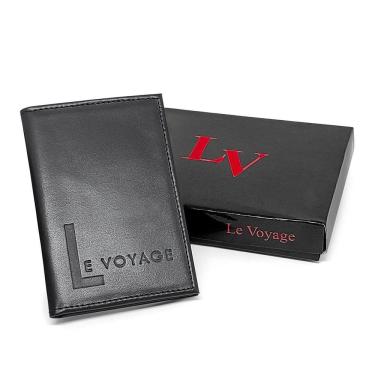 Imagem de Carteira Slim Pequena Couro Le Voyage Masculina Cartões Cnh