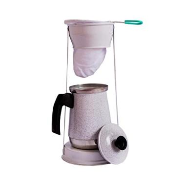 Imagem de Bule Com Mancebo Coador De Cafe Retro em Alumínio Branco