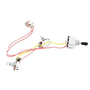 Imagem de Chicote de fiação de guitarra, chicote de fios pré-cabeado para guitarra Humbucker chicote de fiação pré-cabeado de 3 vias interruptor de caixa cromada de 500 K Potes para guitarra elétrica com 2 kits de fiação de guitarra Humbuckers