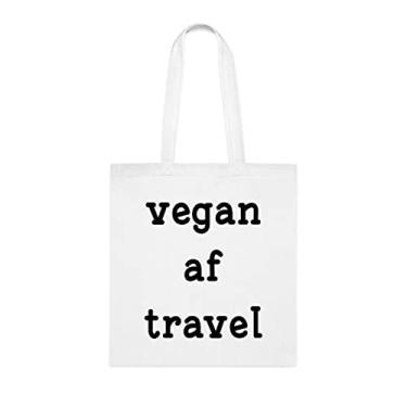 Imagem de Bolsa de viagem Vegan Af, presente divertido, bolsa de ombro, bolsas reutilizáveis, cesta de Natal de aniversário, ideia de presente, Branco