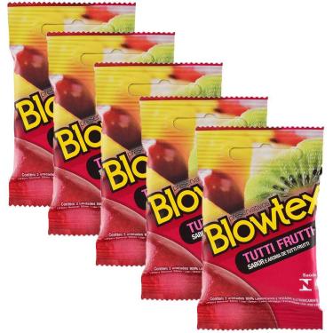 Imagem de Kit 5 Pacotes Preservativo Blowtex Tutti-Frutti C/ 3 Unidades Cada