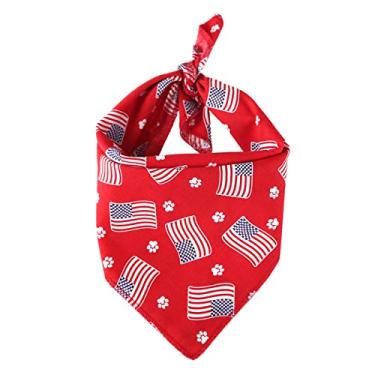 Imagem de TinaWood — Babadores de bandanas para cães laváveis com bandeira americana e lenço quadrado para cães no dia da independência, coleira para cães, coleira para animais de estimaçãoTinaWood vermelho