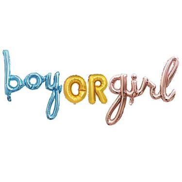 Imagem de Hongkai Gênero revela decorações de festa pano de fundo menino ou menina balões de alumínio para decoração de chá de bebê gênero revelar materiais de festa