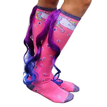 Imagem de Gears Out Meias de unicórnio mágicas com cauda colorida - rosa e roxo - tamanho único, rosa, Tamanho Único