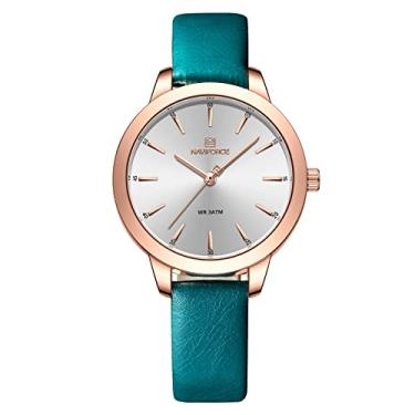 Imagem de Relógio analógico feminino de quartzo casual à prova d'água relógios femininos simples pulseira de couro relógio de pulso, Azul