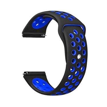 Imagem de Pulseira 20mm Sport LTimports compativel com Galaxy Watch Active 2 44mm - Galaxy Watch Active 1 40mm - Galaxy Watch 3 41mm - Galaxy Watch 42mm - GTS 2/3/4 - BIP 2/3 (Preto com Azul)