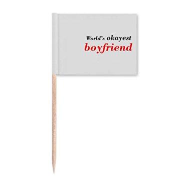 Imagem de World's Okayest Boyfriend Best Quote Toothpick Flags Marker Topper Decoração de Festa