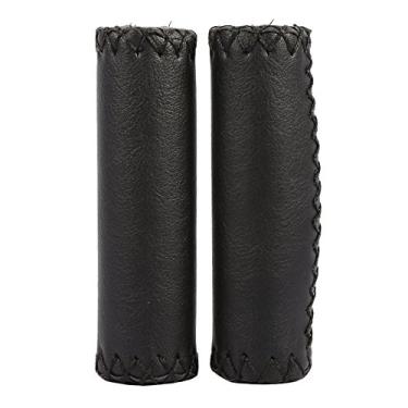 Imagem de Punhos de guidão, pegas de capa de alça, capas de alça de couro artificial para equitação esportiva, 1 par (preto)