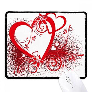 Imagem de Mouse pad branco vermelho corações flores dia dos namorados borda costurada tapete de borracha para jogos
