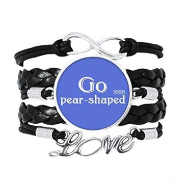 Imagem de OFFbb-USA Pulseira interessante em formato de pera em formato de palavra, acessório de amor de couro torcido para presente
