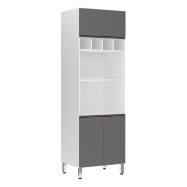 Imagem de Paneleiro Perola 70 Cm Duplo Nicho Branco C/ Cinza Puro