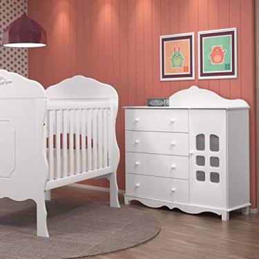 Imagem de Cômoda 4 Gavetas 1 Porta Imperial Móveis Canaã Branco Acetinado