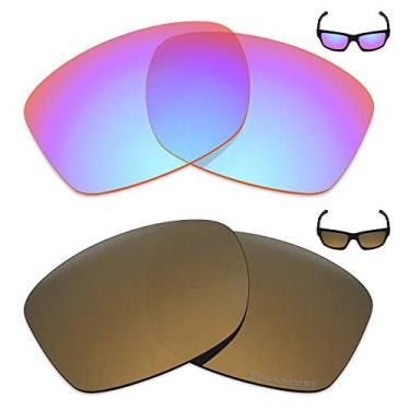 Imagem de Mryok+ 2 pares de lentes polarizadas de substituição para óculos de sol Oakley Jupiter Squared – rosa cobalto/bronze dourado