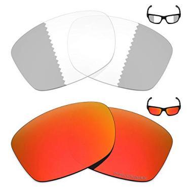 Imagem de 2 pares de lentes de reposição para óculos de sol Oakley Jupiter Squared da Mryok+ - cinza eclipse fotocromático/vermelho fogo