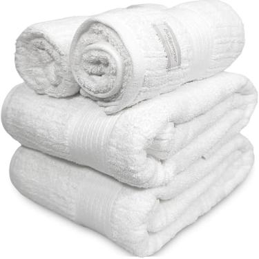 Imagem de Jogo De Banho Gigante Buddemeyer - Toalha Banhão Fio Penteado Canelado - 100% Algodão - Kit 4 Peças (Branco)