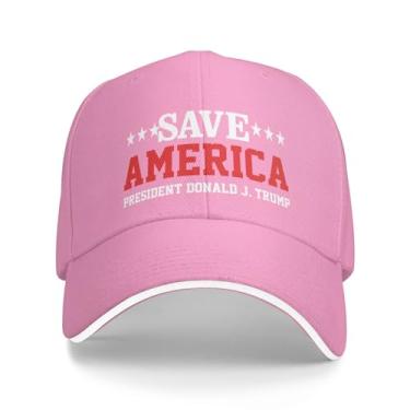 Imagem de Boné de beisebol clássico refrescante original 2024 Presidente Donald J. Trump Save America Truckers boné ajustável para homens/mulheres rosa, rosa, G