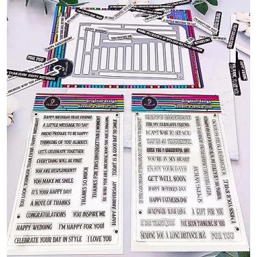 Imagem de Alinacutle 2 peças de carimbos listrados transparentes com 1 matriz de etiqueta, faixa de carimbo de sentimentos, recortes de metal artesanal, corte de álbuns