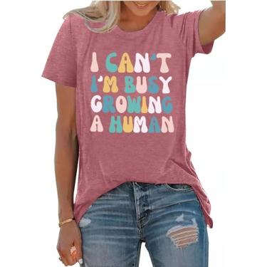 Imagem de PECHAR Camiseta Grávida Mamãe Feminina I Can't I'm Busy Growing A Human Camiseta Grávida Mãe Presentes Camisetas Tops, rosa, P