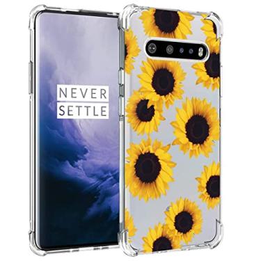 Imagem de Zoeirc Capa para LG V60 ThinQ 5G/LG V60/LM-V600 Capa transparente para meninas e mulheres, capa protetora transparente de TPU macio à prova de choque para LG V60 (girassol)