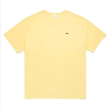 Imagem de Lacoste Camiseta masculina 100% algodão pima, caimento grande, gola V, Amarelo -6PP, 4G/Grande