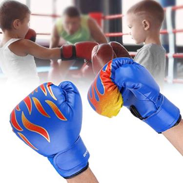 Imagem de Luvas de Soco Infantil, 3 Cores Boxe Infantil Luta Muay Thai Sparring Kickboxing Luvas de Saco de Areia para 3 a 12 Anos de Idade, Fecho Ajustável de Gancho e Laço (luvas azuis