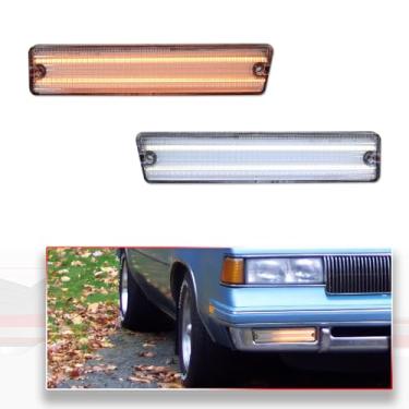 Imagem de MODIPIM 2 peças de luzes de seta de LED DRL com interruptor de lente transparente, lâmpadas de para-choque dianteiro para 81-88 Oldsmobile Cutlass Supreme Replacement OE/OEM 22511039, 22511038