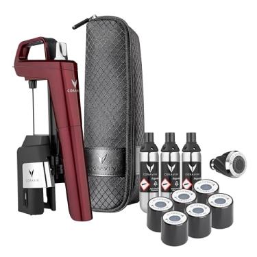 Imagem de Coravin Sistema de preservação de vinho Timeless Six Plus – Protetor de vinho por vidro – Aerador de vinho, 3 cápsulas de argônio puro, 6 tampas de parafuso, agulha de limpeza e estojo de transporte – Borgonha