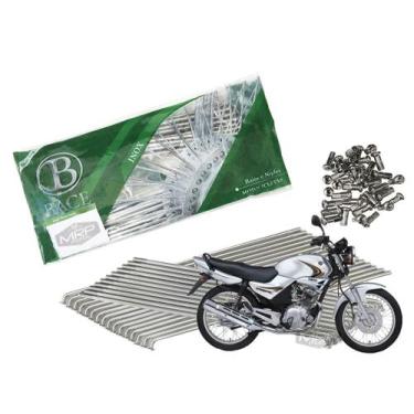 Imagem de Jogo de Raios Aço Inox Polido 4mm Bace Traseiro Ybr 125 Freio Tambor