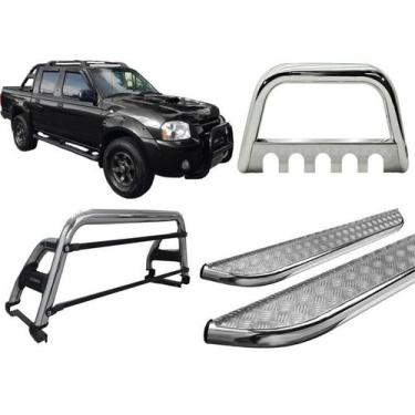 Imagem de Kit Quebra Mato Santo Antonio H2 Estribo Frontier 2007 Cromado - HOZZ