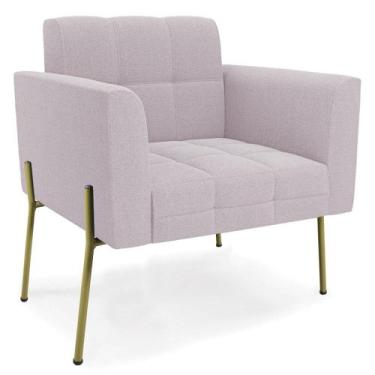 Imagem de Poltrona Para Sala Pés Metálicos Dourado Ana Bouclé Rosê - Ibiza, Rosê